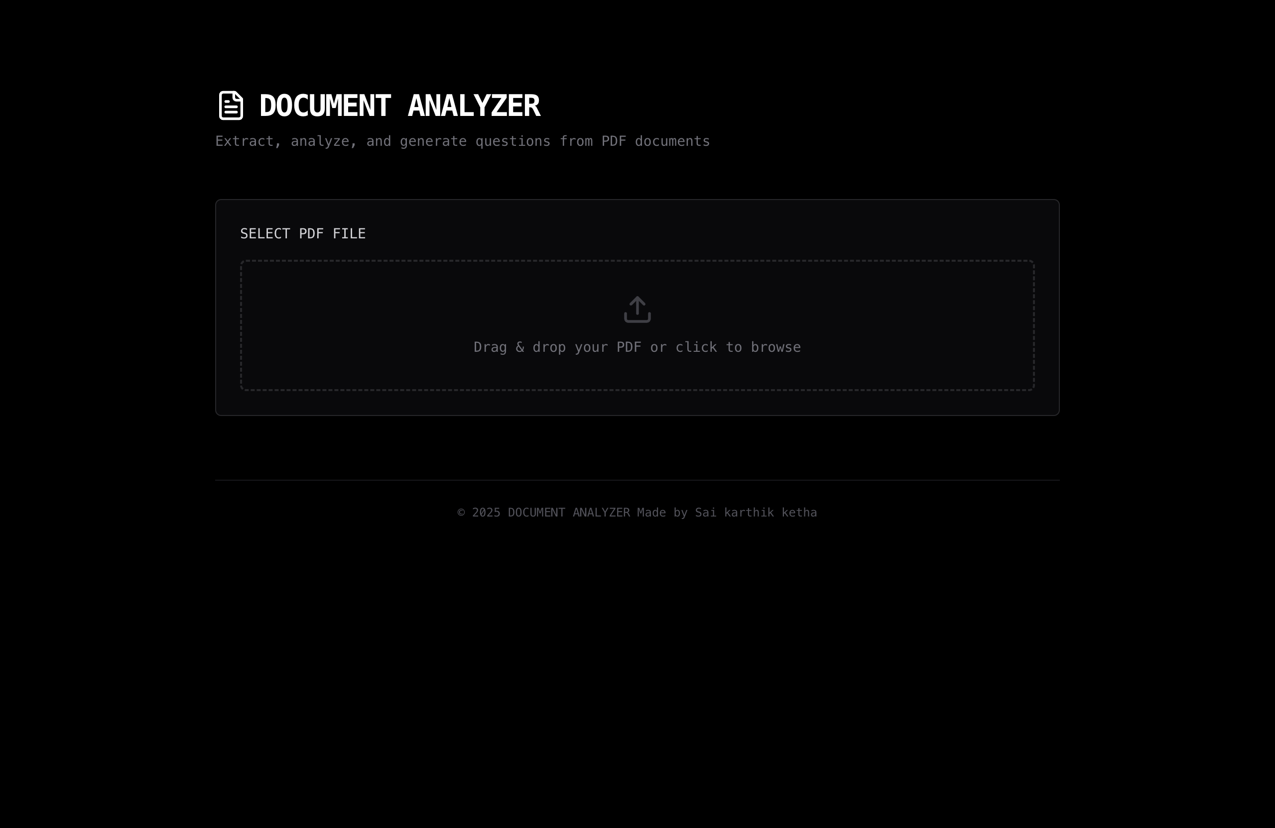 PDF Analyser & Quiz Generator - Project Screenshot
